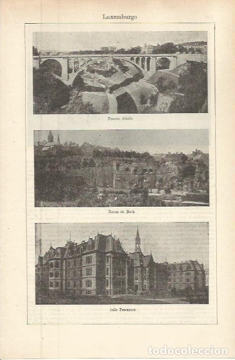 Postais: LAMINA ESPASA 36332: Puente Adolfo, Rocas de Bock y Asilo en Luxemburgo - Varios