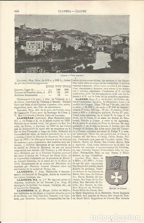 Postkarten: LAMINA ESPASA 36353: Vista y escudo de Llanes, Oviedo - Varios