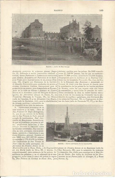 Cartes Postales: LAMINA ESPASA 36470: Asilo de San Rafael y La Concepcion, en Madrid - Varios