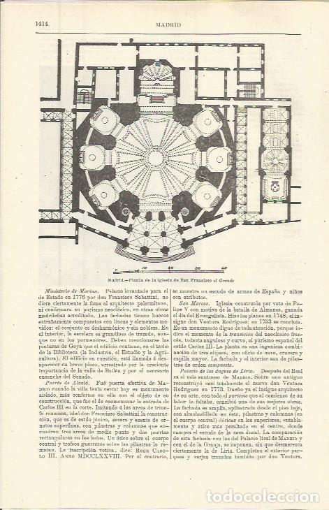 Cartoline: LAMINA ESPASA 36446: Planta de la iglesia de San Francisco el Grande en Madrid - Varios