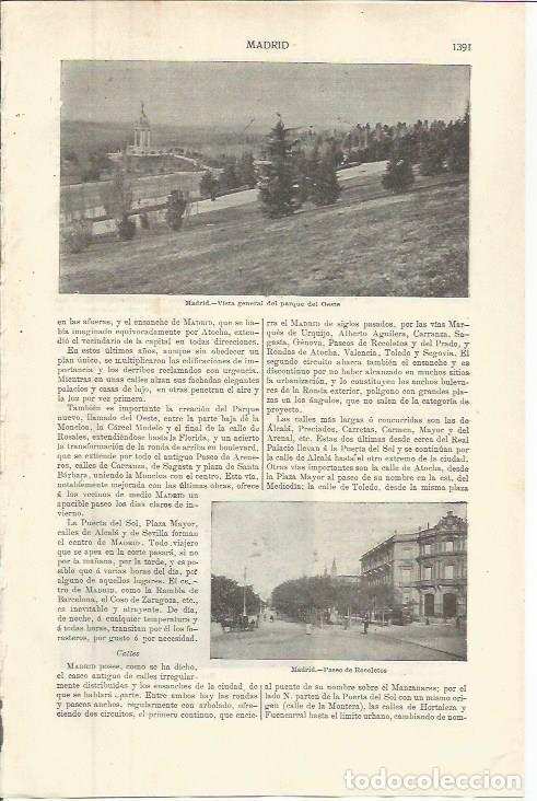 Postkarten: LAMINA ESPASA 36432: Parque del Oeste y Paseo de Recoletos en Madrid - Varios