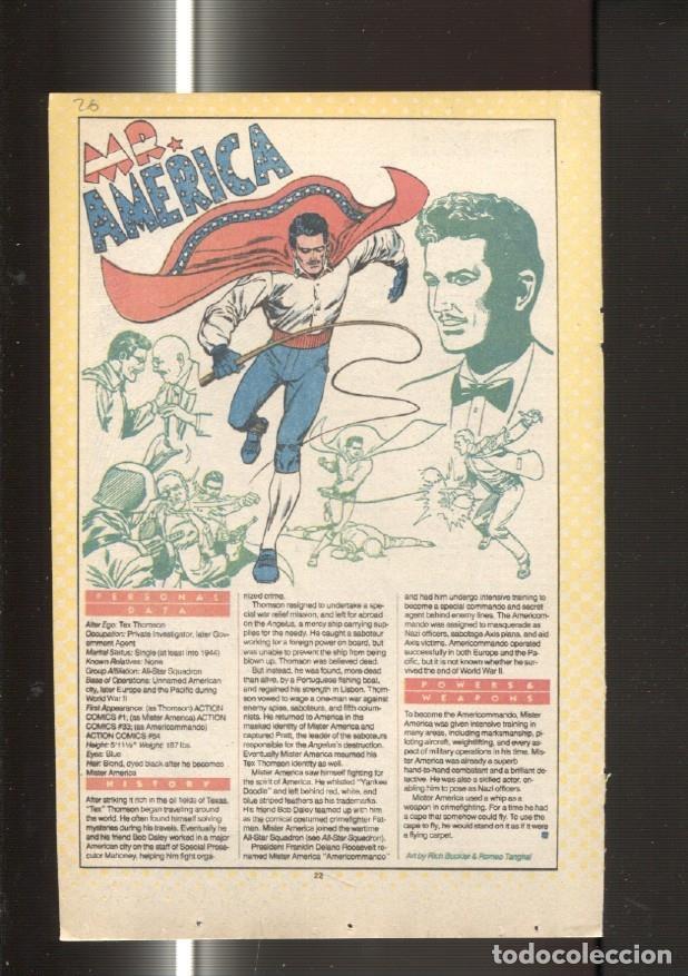 Postkarten: Ficha personaje DC Comics numero 026: Mr. America y The Mist - VARIOS