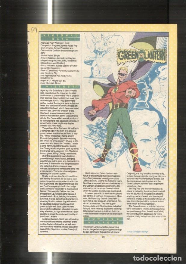 Postcards: Ficha personaje DC Comics numero 069: Green Lantern y Green Lantern - VARIOS