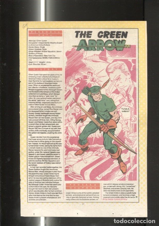 Postkarten: Ficha personaje DC Comics numero 068: The Green Arrow y Green Arrow - VARIOS