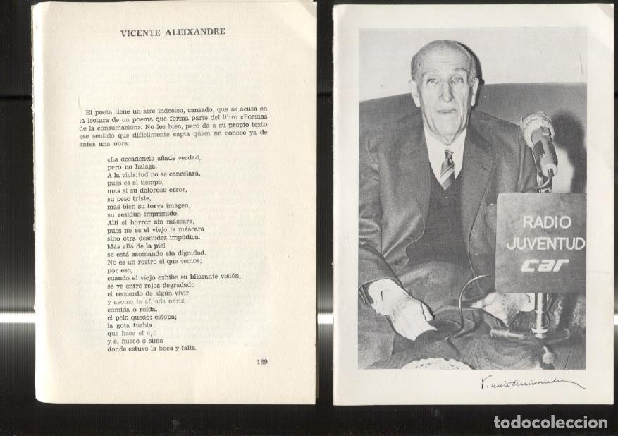 Postkarten: Entrevista con Vicente Aleixandre: foto + 11 paginas entrevista -