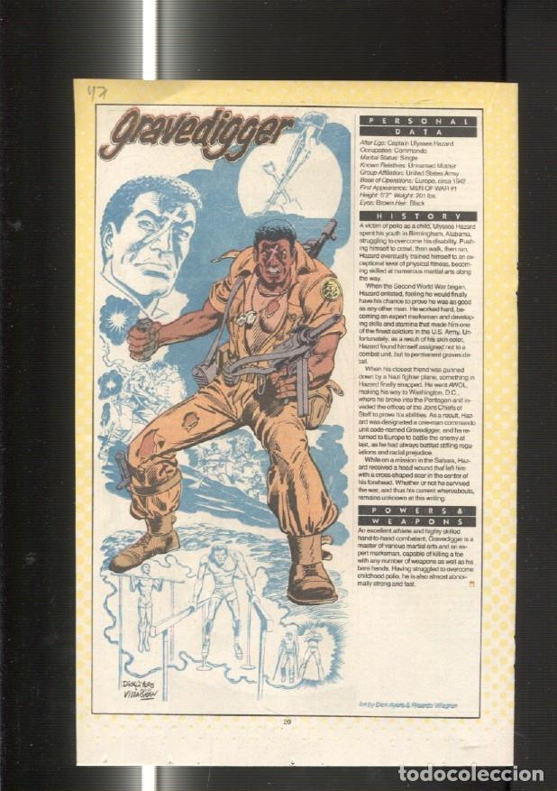 Postkarten: Ficha personaje DC Comics numero 047: Gravedigger y Granny Goodness - VARIOS