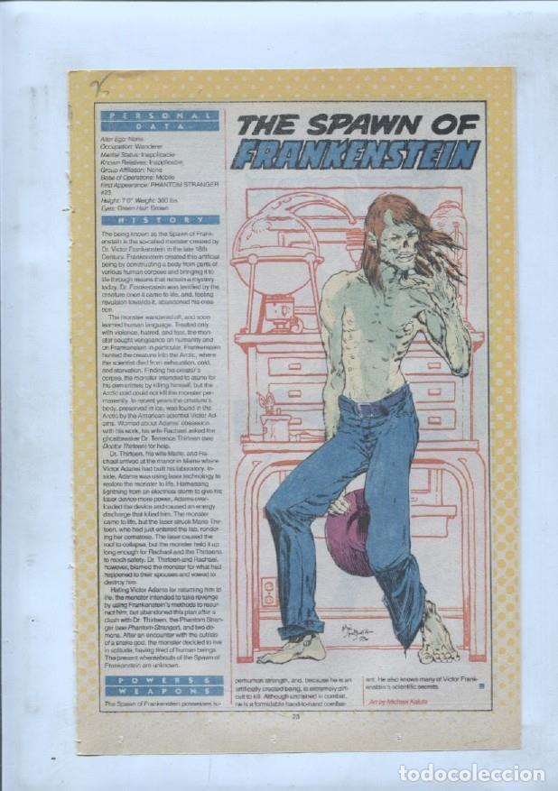 Postales: Ficha personaje DC Comics numero 095: The Spawn of Frankenstein y The Spectre - VARIOS
