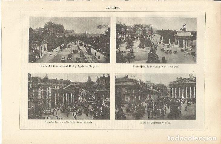 Postkarten: LAMINA ESPASA 37115: Muelle del Tamesis, Picadilly, Mansion House y Banco de Inglaterra en Londres -