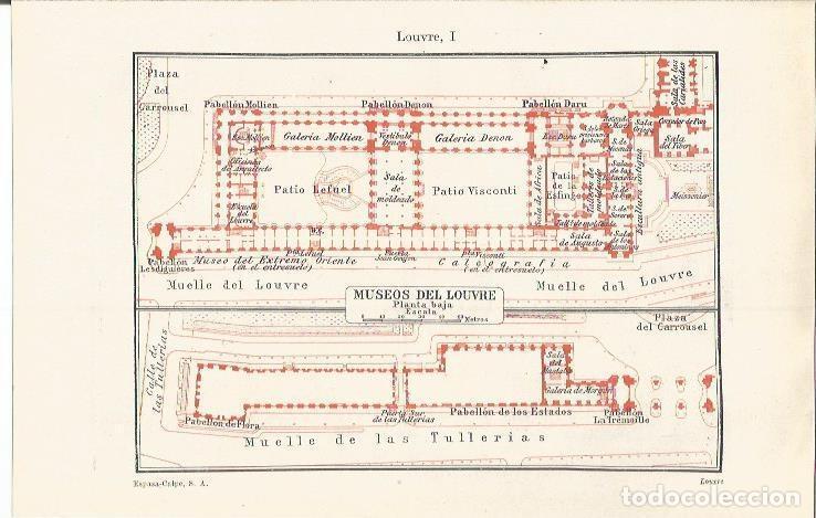 Postkarten: LAMINA ESPASA 37201: Plano de la planta baja del Louvre, Paris - Varios