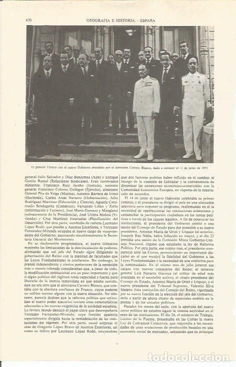 Postcards: LAMINA ESPASA 36841: Franco con el gobierno de Carrero Blanco - Varios