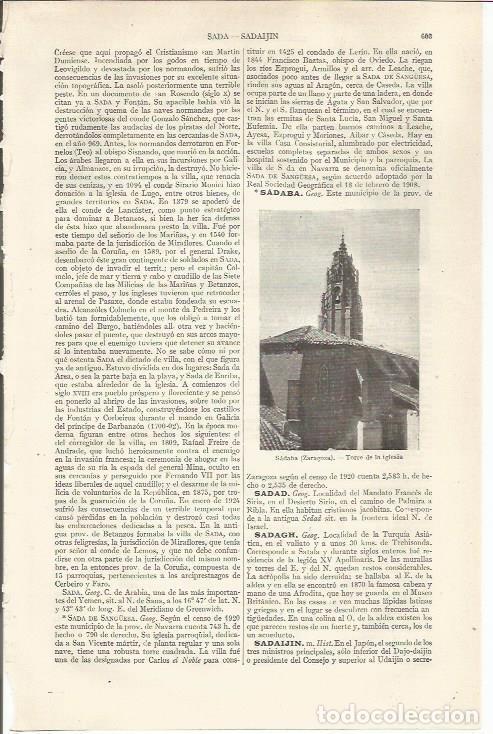 Postkarten: LAMINA ESPASA 36996: Torre de la iglesia de Sadaba, Zaragoza - Varios