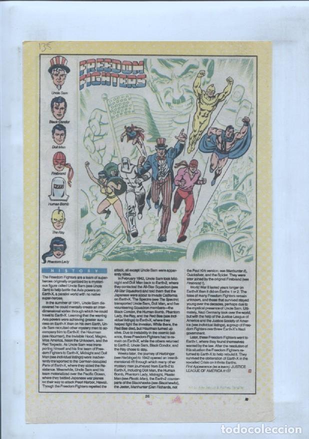 Cartes Postales: Ficha personaje DC Comics numero 135: Freedom Fighters y The Forgotten Villains - VARIOS