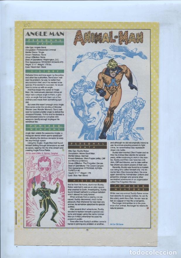 Cartes Postales: Ficha personaje DC Comics numero 102: Animal Man y Athro - VARIOS