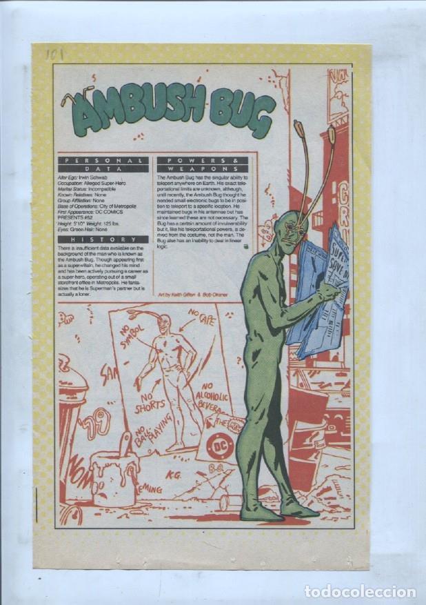 Cartes Postales: Ficha personaje DC Comics numero 101: Ambush Bug y Amethyst princess of gemworld - VARIOS