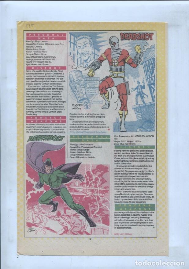 Postais: Ficha personaje DC Comics numero 127: Deep Six y Deahshot + Deathbolt - VARIOS
