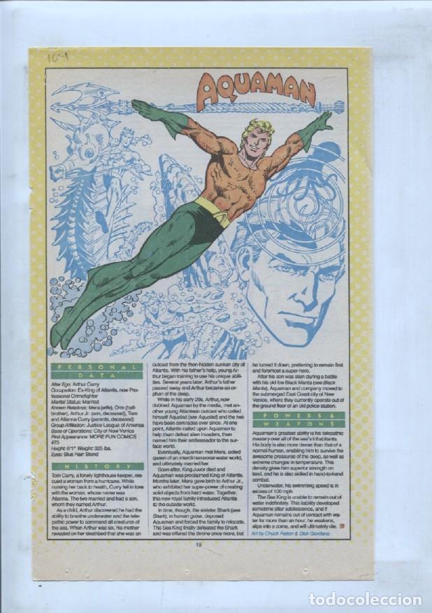Postales: Ficha personaje DC Comics numero 104: Aquaman y Arak son of Thunder - VARIOS