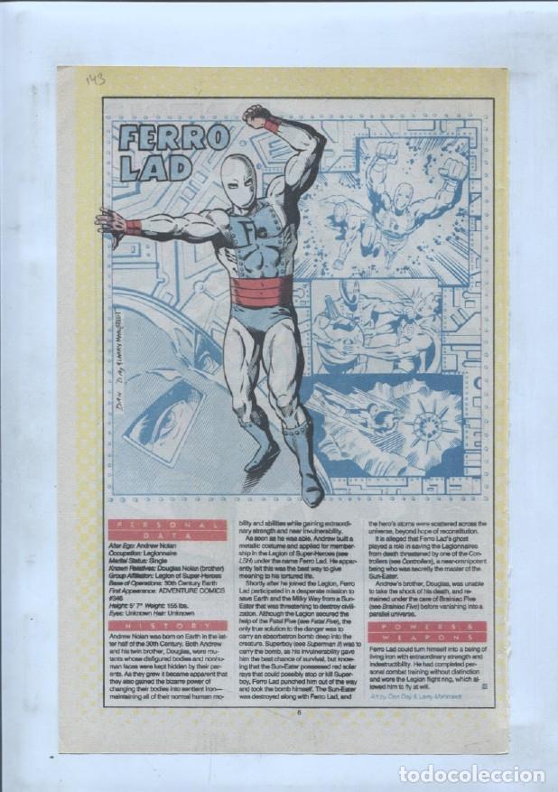 Postales: Ficha personaje DC Comics numero 143: Ferro lad y Female Furies - VARIOS