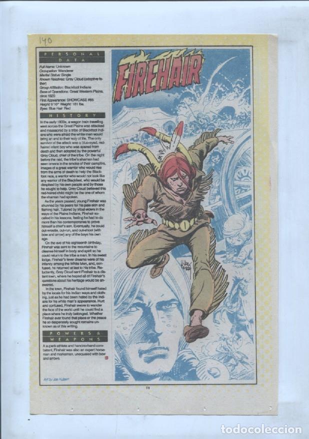 Postales: Ficha personaje DC Comics numero 140: Firehair y Firehawk - VARIOS