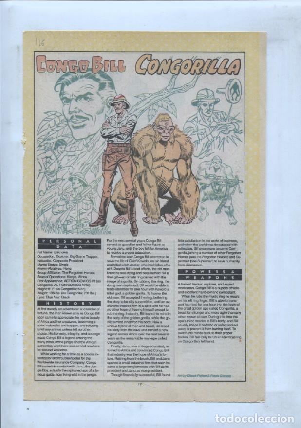 Postales: Ficha personaje DC Comics numero 116: Congo Bill + Congorilla y The Construct - VARIOS