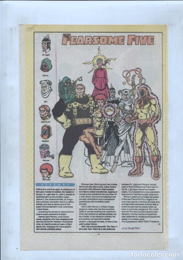 Postales: Ficha personaje DC Comics numero 145: The Fearsome Five + The Fatal Five - VARIOS