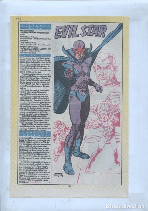 Postcards: Ficha personaje DC Comics numero 147: Evil Star + Enforger + The Eradicator - VARIOS