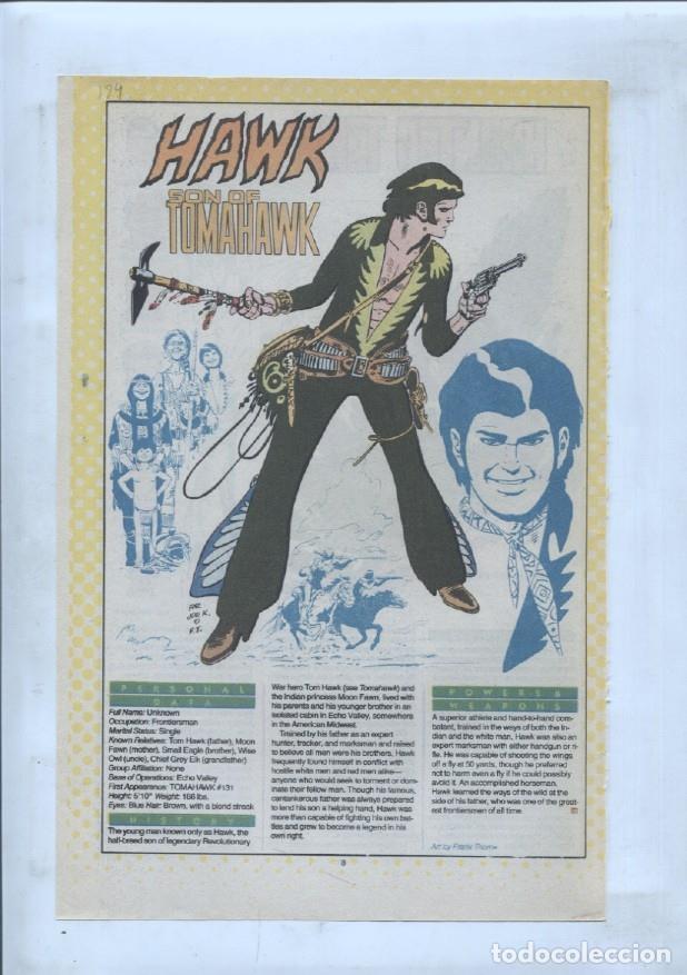 Postais: Ficha personaje DC Comics numero 184: Hawk son of Tomahawk + The Haunted Tank - VARIOS