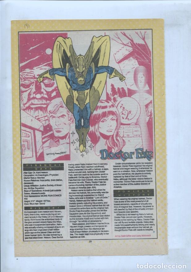 Postais: Ficha personaje DC Comics numero 191: Doctor Fate + Doctor Double X - VARIOS