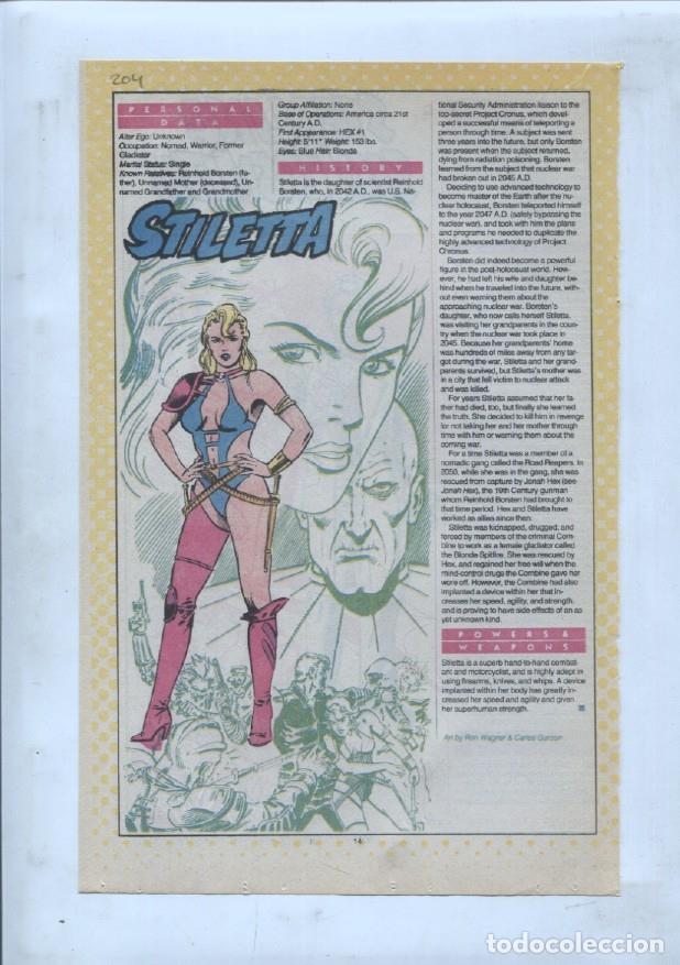 Cartes Postales: Ficha personaje DC Comics numero 204: Stiletta + Sterling Silversmith - VARIOS