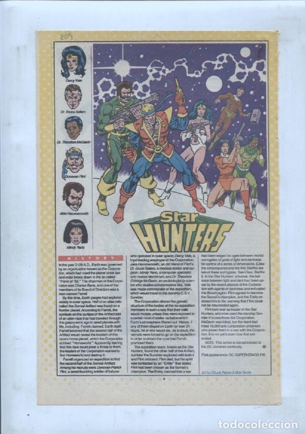 Cartes Postales: Ficha personaje DC Comics numero 209: Star Hunters + Star Hawkins - VARIOS