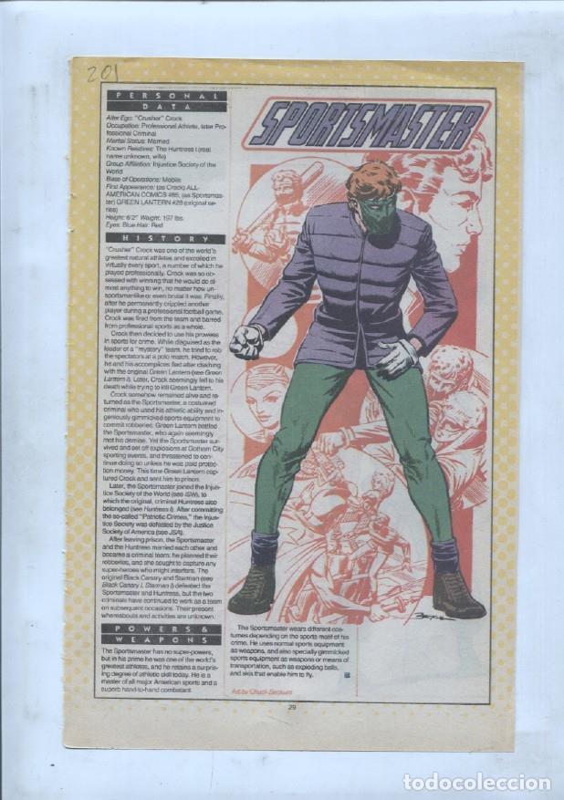 Cartes Postales: Ficha personaje DC Comics numero 201: Sportsmaster + Stalker - VARIOS