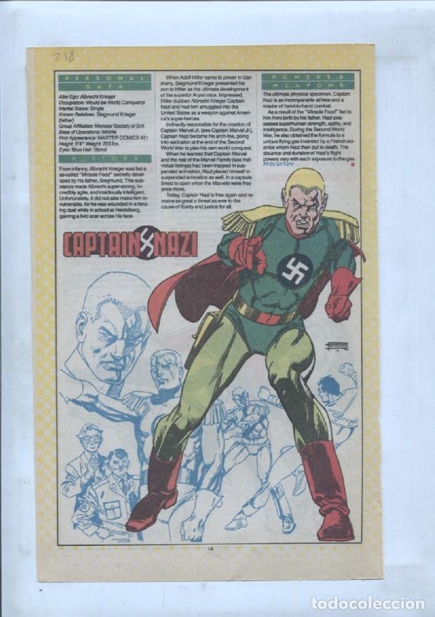 Cartes Postales: Ficha personaje DC Comics numero 218: Captain Nazi + Captain Marvel Jr. - VARIOS