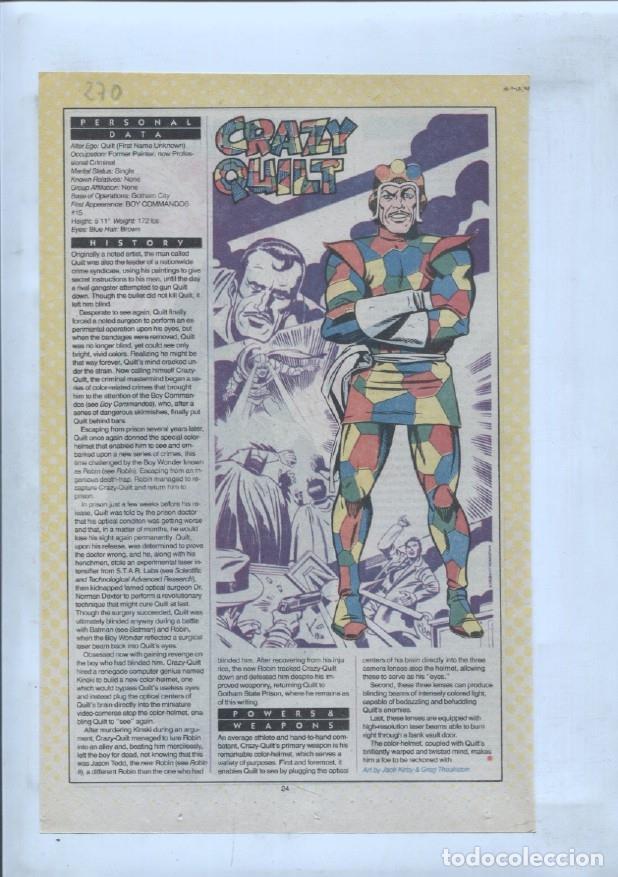 Postais: Ficha personaje DC Comics numero 270: Crazy Quilt + Count Vertigo - VARIOS