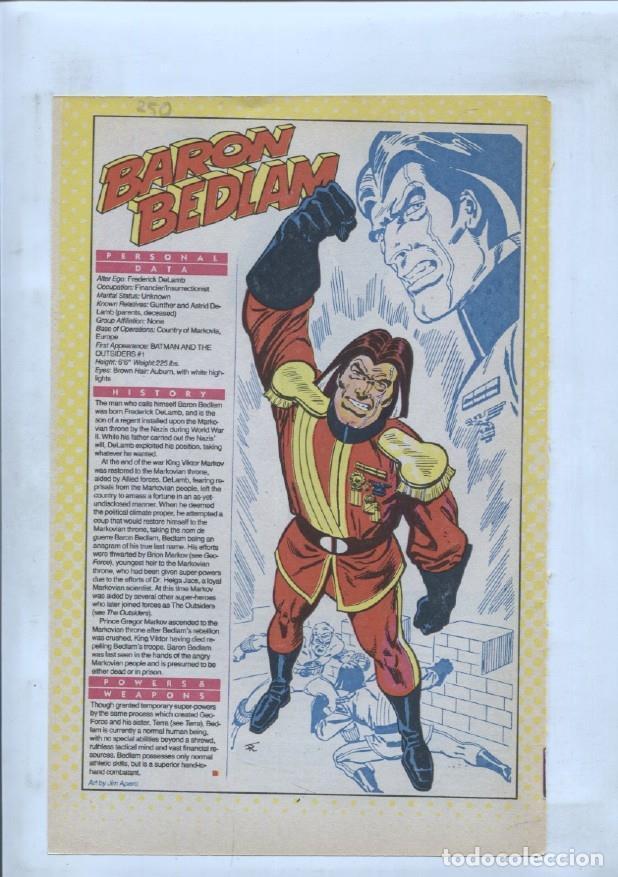 Postais: Ficha personaje DC Comics numero 250: Baron Bedlam + The Balloon Buster - VARIOS