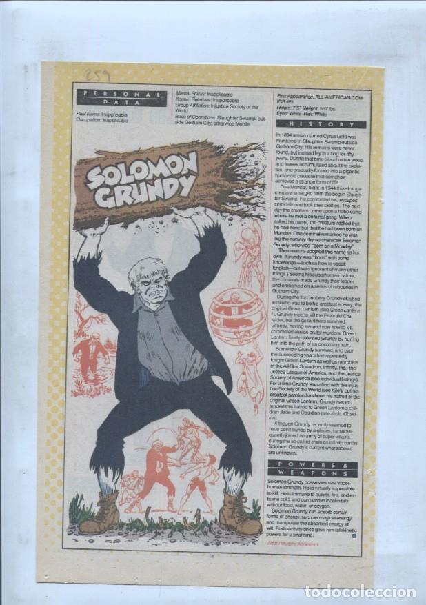 Cartes Postales: Ficha personaje DC Comics numero 259: Solomon Grundy + Snapper Carr - VARIOS