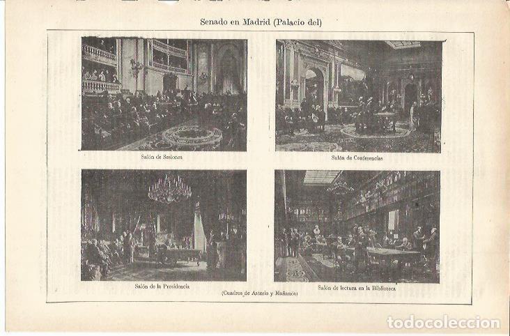 Cartes Postales: LAMINA ESPASA 37119: Palacio del Senado en Madrid - Varios