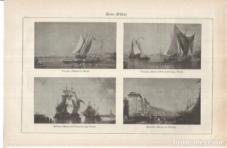 Cartes Postales: LAMINA ESPASA 37014: Cuadros por Feliz Ziem - Varios