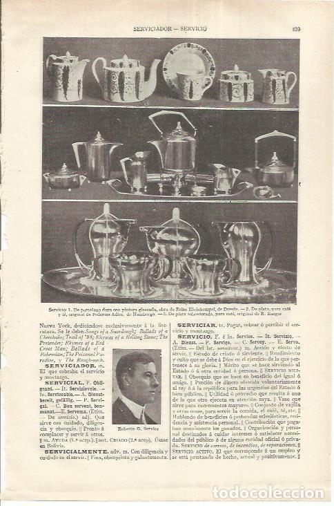 Postales: LAMINA ESPASA 37208: Servicio de vajilla - Varios