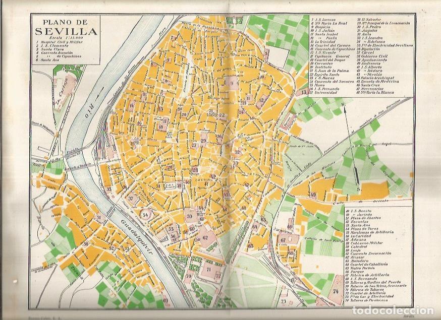 Postales: LAMINA ESPASA 37233: Plano de Sevilla - Varios