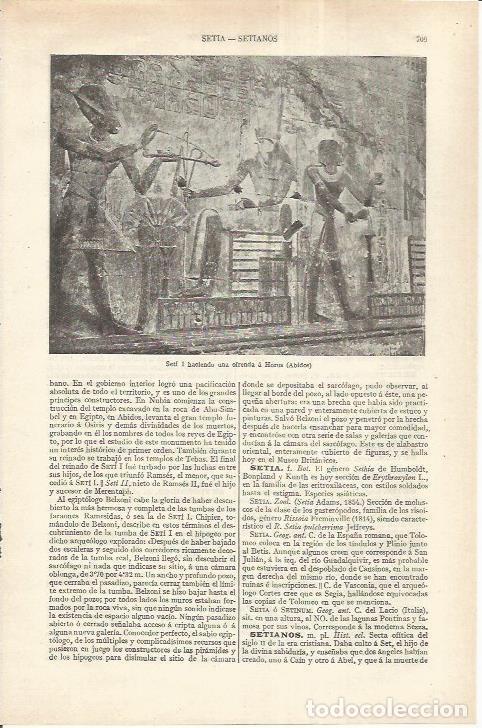 Cartes Postales: LAMINA ESPASA 37214: Seti I en un relieve de Abidos, Egipto - Varios