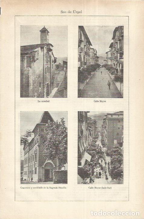 Cartes Postales: LAMINA ESPASA 37148: Catedral, Calle Mayor y Convento de la Sagrada Familia en la Seu d'Urgell, Llei