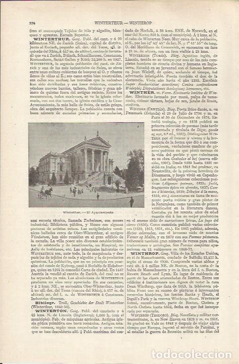 Cartes Postales: LAMINA ESPASA 36818: Ayuntamiento de Winterthur, Suiza - Varios