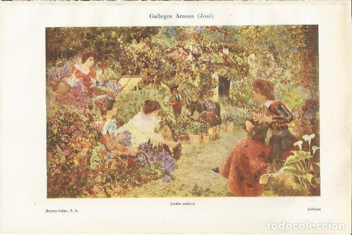 Postales: LAMINA ESPASA 37494: Jardin andaluz, por Jose Gallegos Arnosa - Varios