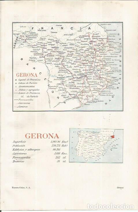 Postales: LAMINA ESPASA 37642: Mapa de la provincia de Girona - Varios