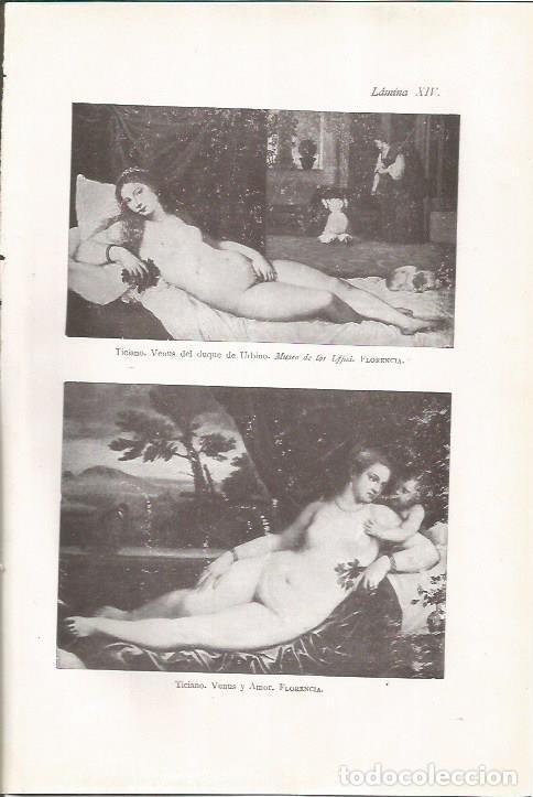 Postais: LAMINA 26838: Venus del duque de Urbino y Venus y Amor, por Tiziano - J. Pijoan