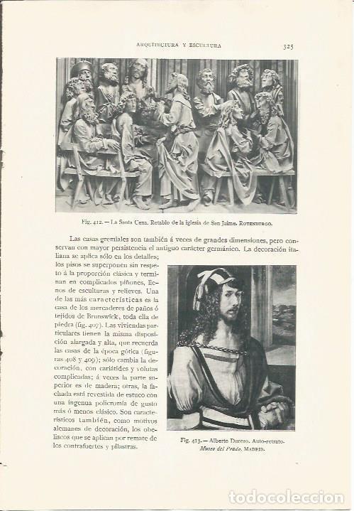 Postkarten: LAMINA 26889: Autorretrato de Durero y Retablo de la iglesia de San Jaime en Rotenburgo - J. Pijoan