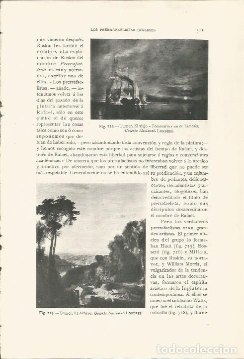 Postcards: LAMINA 26982: Temerario en el Tamesis, por Turner el Viejo y El Arroyo, por Turner - J. Pijoan
