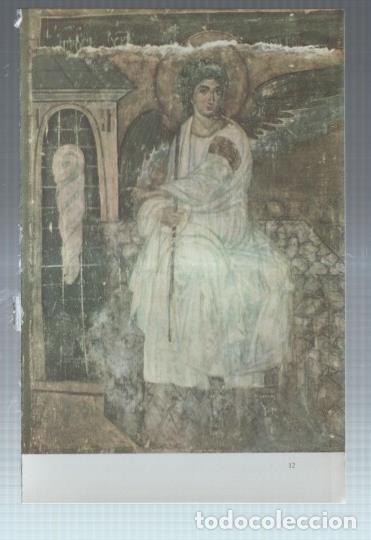 Postales: Lamina frescos yugoeslavos medievales numerada 18: Angel mostrando a Maria la tumba vacia -