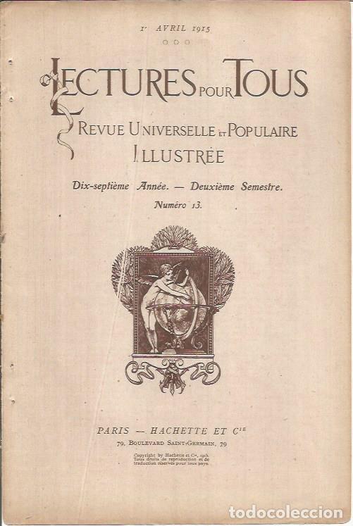 Cartoline: LAMINA 27303: Interior de portada de Lectures pour tous numero 13 de 1 de abril de 1915 - VVAA