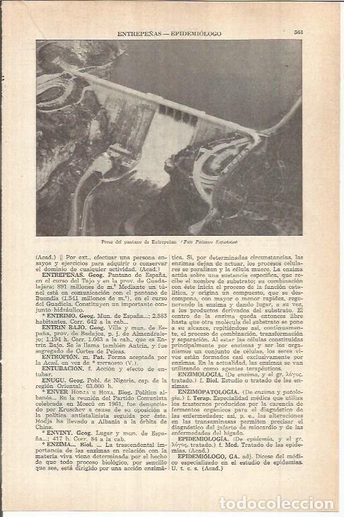 Postais: LAMINA ESPASA 38100: Presa del pantano de Entrepe&ntilde;as - Varios