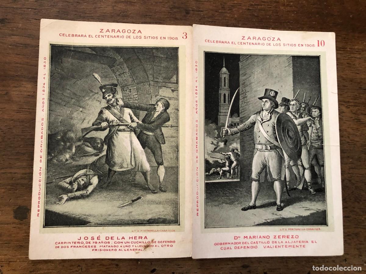 Postales: DOS POSTALES CENTENARIO DE LOS SITIOS, 1908: JOS&Eacute; DE LA HERA Y MARIANO ZEREZO